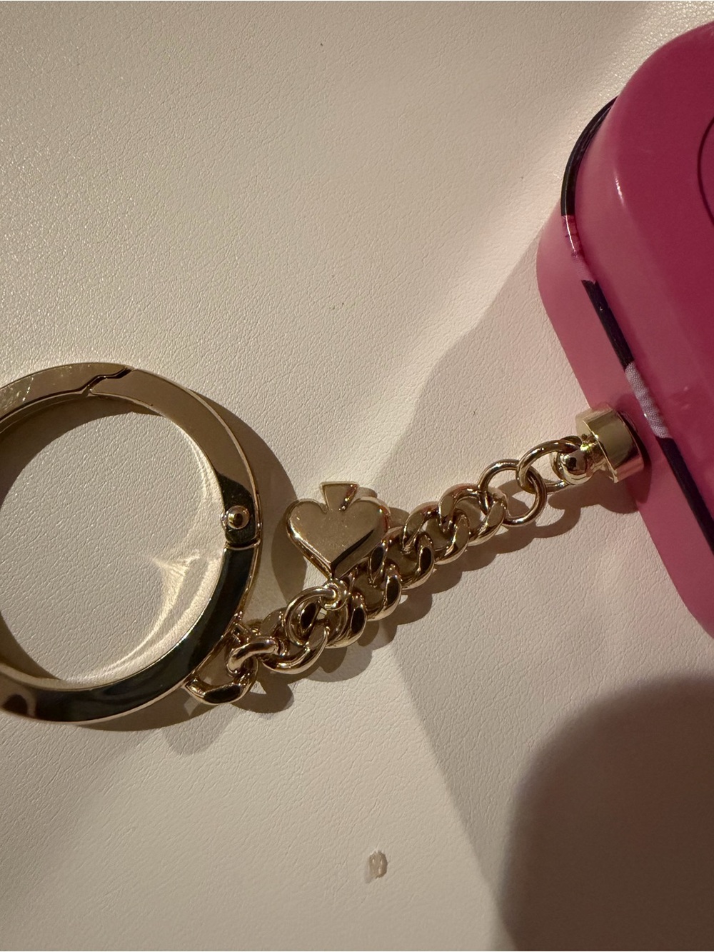 kate spade pink and purple Sweet Candy keychain tin with gold-tone hardware - Picture 4 of 4